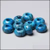 Arts And Crafts 8X14Mm 5Mm Big Hole Charms Natural Round Jade Stone Crystal Spacer Beads Charm Pendant For Jewelry Making Accessorie Dhgp1