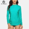 여자 수영복 아트라코 수영복 발진 가드 여자 셔츠 긴 소매 발진 붕대 붕대 서핑 다이빙 셔츠 UPF 50
