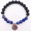 Bracelets porte-bonheur 8 MM pierre volcanique empereur Bracelet Yoga Mala perles hommes femmes Lotus OM bijoux cadeau