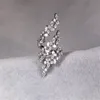 Bagues de mariage faites à la main, bijoux de mode simples, doux et mignon, en argent Sterling 925, coupe marquise, topaze blanche, diamant CZ, pierres précieuses pour femmes O2284