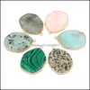 Kunst en ambachten Irregar Healing Labradorite Amazoniet Turquoise Stone Charms Rose Quartz Crystal Pendant Diy Necklace Women Fashion Dh7cn