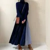 Casual Dresses Korean Japanese One Piece Sweater Dress Women Turtleneck Long Sleeve Autumn Winter Ladies Patchwork Pleated Maxi