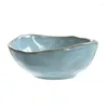 لوحات Kinglang الأوروبية على شكل Klin Glaze Ceramic Rice Bowl Commercial Creative Restaurant Blue Mose Sugres