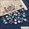 Arts And Crafts 8X12Mm Gold Edge Natural Crystal Hexagon Stone Charms Rose Quartz Turquoise Pendants Trendy For Jewelry Making Sport Dhhys