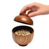 Миски Японская деревянная кулинарная миска с крышкой домашнее деревянное рисовое рисовое рисовое стол.