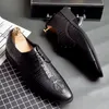 Luxury Brand British Pointed Black Crocodile Pattern Shoes For Men Designer Wedding Dress Homecoming Business Flats Footwear