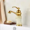 Bathroom Sink Faucets European Style Gold Faucet Vanity Rose Natural Jade Rotatable Basin Cold & Mixer Water Tap