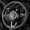 Housse de volant de voiture personnalisée, accessoires de voiture en cuir antidérapants pour Mazda 3 Axela 2017 – 2018 Mazda 6 Atenza CX-3 CX-5 CX-9