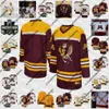 College Hockey Wear New College Hockey Wear 2022 Frozen Four Championship Minnesota Golden Gophers 스티치 하키 저지 관습 31 Jeff Frazee 34 Kellen Brigg