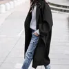Manteau en laine à manches longues pour femme, Trench-Coat à revers, couleur unie, décontracté, ample, à la mode, collection automne-hiver 2022