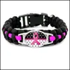 Charm Armbanden Breast Cancer Fighter Awareness Vrouwen Roze Geel Lint Hoop Polsbandjes Bangle Voor Mannen Mode Outdoor Sport Drop Otqr4