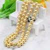 Choker Natural Stone 10mm Gold-color South Sea Shell Pearl Necklace 36INCH Beads Hand Made Jewelry Making YE2071 Wholesale Price