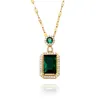 Pendant Necklaces Vintage Square Emerald Iced Out Cubic Fashion Premium Luxury Necklace Jewelry Gifts