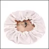 Beanie/Schädelkappen Doppelschicht Satin Einfarbig Nachtmütze Frauen Beanie Slee Bonnet Haarpflege Mode Accessoires Kopfbedeckung Drop Deli Dhb6L
