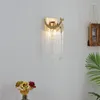 Wall Lamp Art Deco Dressing Room Brass Crystal Sconces LED Luxury Bedroom Restaurant Antique Copper Fixtures Lighting