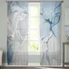 Curtain Blue Marble Texture Tulle Curtains For Living Room Kitchen Sheer Voile Bedroom Window Panels