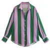 Blouses pour femmes Ardm Mode Bouton Up Stripe Imprimer Haut à manches longues Casual Bureau Dames Blusas Mujer de Moda 2022 Sexy Streetwear Noir