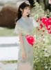 Abbigliamento etnico 2022 Donne in pizzo Cheongsam ASIAN BRIDE WABBRACHIT￀ Abito da sera da sera Qipao Abito ad abito mesh formale Elegante Oriental