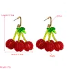 Boucles d'oreilles pendantes mignon belle cristal tissé à la main perlé cerise boucle d'oreille femme framboise fête cadeau de mariage pour les femmes