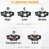 LED Head lamps Rechargeable Running Headlamp USB 5W Headlight Perfect for Fishing Camping Hiking with White and Red Lights