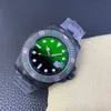 VS DIW Watch 3135 Ruch Rozmiar 40 mm Pierścień z włókna węglowego Gradient Green Disk Sapphire Crystal Glass Wodoodporne Luminous5827694
