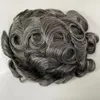 Indian Virgin Human Hair Replacement 8x10 1b/Grey Q6 Toupee Skin PU Sides and Back with Swiss Lace Units for Old Men