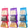 Storage Bags Transparent 6 Pocket 2 Sides Household Hanging Handbag Organizer For Wardrobe Closet