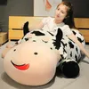 80-120cm 거대한 크기 거짓말 젖소 소프트 봉제 수면 베개 채취 된 귀여운 동물 소 플러시 장난감 아이들을위한 사랑스러운 아기 소녀 선물