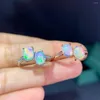 Cluster Rings Natural Opal Ladies Ring 925 Серебряное серебряное александритное свадебное обручание Высокие украшения 5 7 мм инкрустаны две части