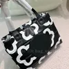 여자 숄더 가방 검은 흰색 꽃 토트 가방 현대 클래식 핸드백 기질 쇼핑 토트 고급 지갑 2 색
