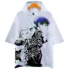 Men's T Shirts Harajku Tees Jujutsu Kaisen Hooded T-shirt Short Sleeve Fashion Summer Shirt Breathable