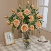 Dekorativa blommor 3 huvuden stora rosor Nordisk stil Silk Artificial Deco Mariage Wedding Rose Artificielle Room Decor Flores Artificiales