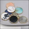 Arts And Crafts Flat Round Healing Labradorite Semiprecious Stone Charms Turquoise Quartz Crystal Pendant Diy Necklace Women Fashion Dha6Z