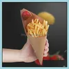 Einweg -Nake -Container Kraftpapier französische Pommes Kegel Kegel Ölproof Chips Bag Cup Party Takeout Food Paket PAF11729 Drop de otzhk