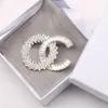 Luxury Women Designer Brand C-Letter Brooches 18K Gold Plated Inlay Crystal Rhinestone Jewelry Brooch Charm Pearl Pin Marry Wedding Party Gift Accessorie
