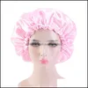 Beanie/Skull Caps Solid Color Justerbar Women Girl Bonnet Sleep Satin Turban Bath Waterproof Night Hat Hair Care Fashion Accessorie DHWL9