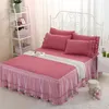 Set di biancheria da letto Lenzuolo copriletto in pizzo con gonna da letto in cotone super morbido per la decorazione di nozze Elegante copertura 2 pezzi Federa