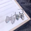 Dingle ￶rh￤ngen lyx CZ Crystal Large Bowbnot Platinum Plated Cubic Zirconia Women Jewelry