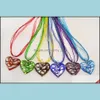 Pendant Necklaces Fashion Glass Heart Shape Flower Necklace Wholesale 6Pcs Handmade Mixed Color Murano Lampwork Drop Delivery Jewelr Dhvux