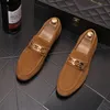 New Luxury Designer Men's Metal Chain Suede Leather Shoes Male Dress Homecoming Wedding Drivers Loafer Sapato Social Masculino