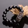 Bracelet chinois Feng Shui obsidienne Pi Xiu Bracelet perle richesse chance Bracelet extensible QDD9802