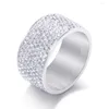 Anéis de casamento Jioromia aço inoxidável anel de ouro Cristal completo para homens 2022 Jelwery Titanium