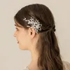 Headpieces Silver Rose Gold 2st Women Hair Pins Crystal Pearl Rhinestone P￤rlor Br￶llop Blomma smycken Brudtillbeh￶r