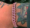 Link armbanden 9 mm witte band Cubaanse roze CZ ketens ketting mode hiphop sieraden 17 cm 19 cm ijs de armbandbeelgang voor vrouwelijke mannen