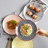 Plates Japanese Style 8 Inch Ceramic Under Glazed Vegetable Dinner Plate Simple Dessert Household Small Steak Dish Container