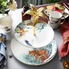 Plates Double Layers Jungle Animal Cake Stand Plate Snack Dish Tableware Luxury Dessert Tray Gift Home Decoration