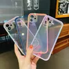 Coque de téléphone couleur arc-en-ciel, étui de protection transparent et mignon pour iPhone 14 11 12 13 Pro max 7 8 7Plus support 12Pro XR XS pour femmes