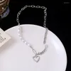 Choker Korean Kpop Vintage Barock Pearl Heart Fashion Clavicle Chain Necklace For Women Egirl Goth Cool Emo Punk Grunge Jewelry