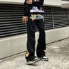 الجينز رجالي أزياء Y2K Retro Denim Men العلامة التجارية ملابس النساء التطريز Harajuku مستقيمة سروال عريض الساق على نطاق واسع