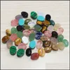 Artes y manualidades 6X8Mm Piedra natural Cabujón ovalado Granos sueltos Cuarzo rosa Piedras turquesas Cara para Reiki Adornos de cristal curativo Dhfdl